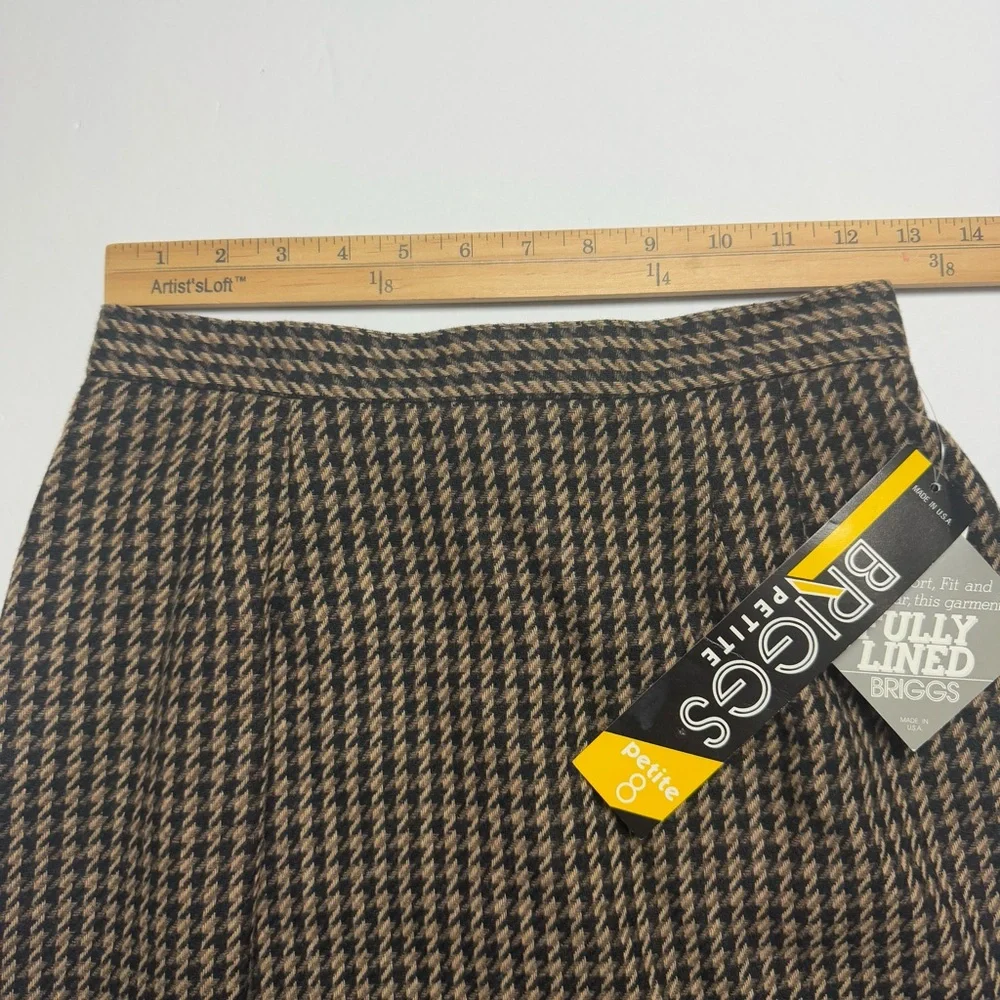 Vintage BRIGGS NY Fully Lined Wool Blend Brown Pencil Skirt Size: 8P Made In USA - Picture 7 of 12